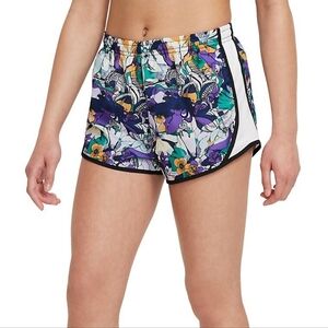 Nike Women's Floral Athletic Shorts - Purple and Green